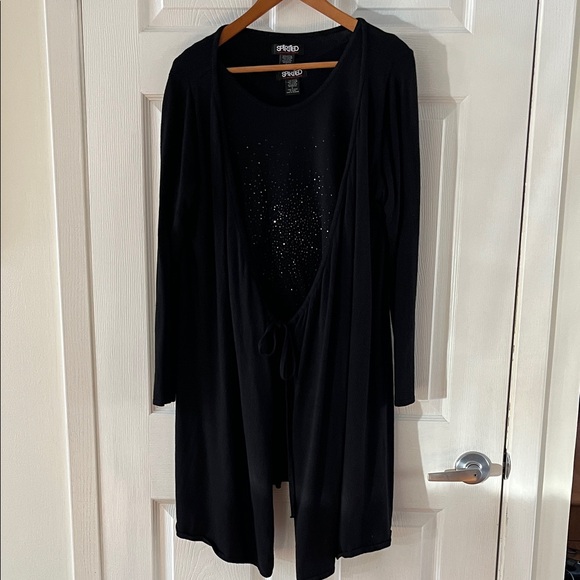 Spirit Tops - Spirit 2 Piece Black Cardigan with Tank sweater set
